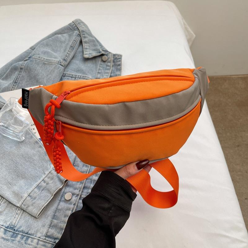 Contrast color breast bag women's casual simple messenger bag female student sports mobile phone fanny pack men