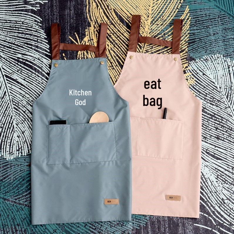 Vodotěsná a olejivzdorná restauranční zástěra s vlastním logem a koženým štítkem - Pracovní oděv do kuchyně odolný proti skvrnám