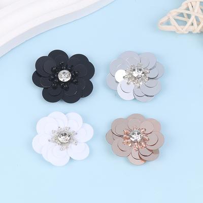 3 Stück Mehrfarbige Pailletten Perlen Blumen Stoffaufkleber Kleidung Hüte Schuhe Socken Dekorativer Aufnäher Abziehbilder DIY Zubehör