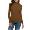 Women's Fashion Slim-Fit Stretch Base Layer Top Solid Colour Long-Sleeved Blouse