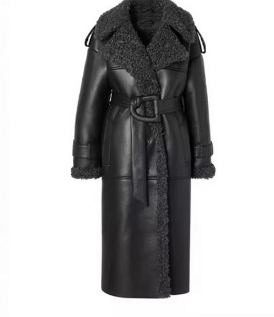 

European & American Women s Fashion: Fur-Lined Warm Coats with Turn-Down Collar, Available in Long & Short Styles. Large