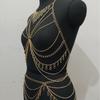 Body Chain Waist Chain Two-piece Set, Metal Chain Multi-layer Fringed Chest Chain Waist Set Bodychai.