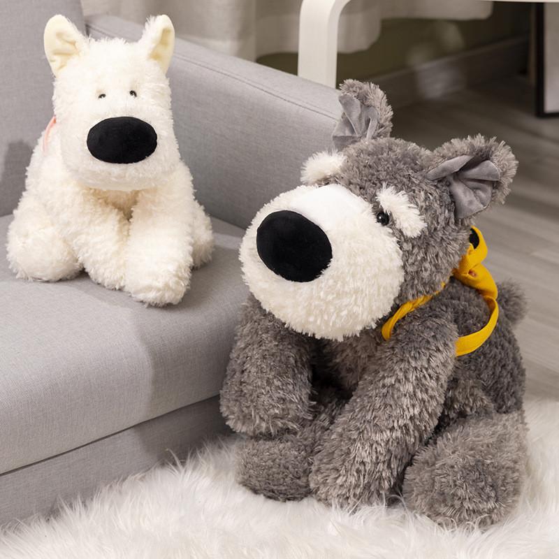 Cuddly Warm Highland Terrier And Schnauzer Plush Toy For Sleeping And Snuggling