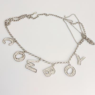 The New European and American Fashion Letter-shaped Waist Chain Is Versatile and Personalized, with Rhinestone Inlaid Decoration for Women