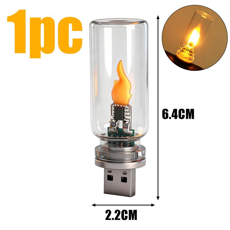 

1-5pcs Car Ambient Night Light Holiday Home Decor Auto Interior Light 5V USB LED Flickering Candle Bulb Lamps Accessories 1PC Transparent