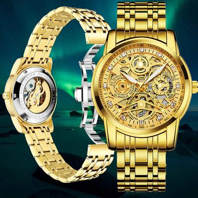 Men Watches Tourbillon Top Luxury Brand Fashion Hollow Automatic Mechanical Watch Men Watch Waterproof Golden Steel Business Wristwatch