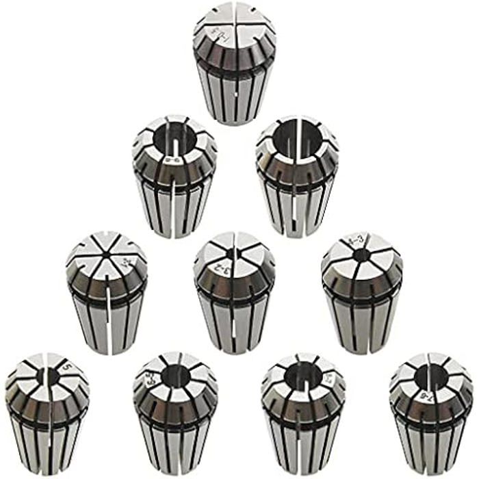 VidaXL Douilles de Serrage ER16 10 pcs Ensemble d'Outils de Tournage Perçage Fraisage Filetage Gravure Machine-Outil à Broche