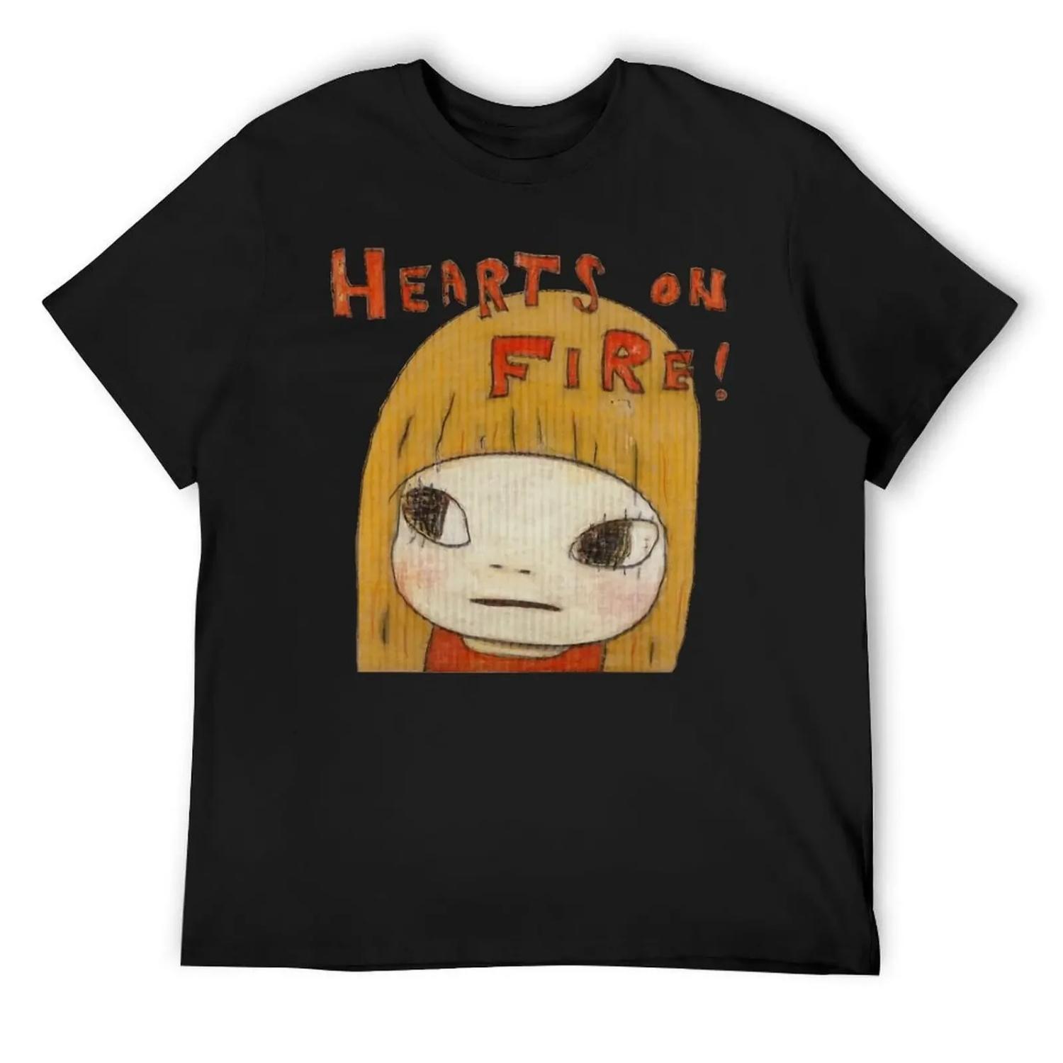 Hearts on fire painting T-Shirt oversized new edition blanks football t shirt mens graphic t-shirts pack S