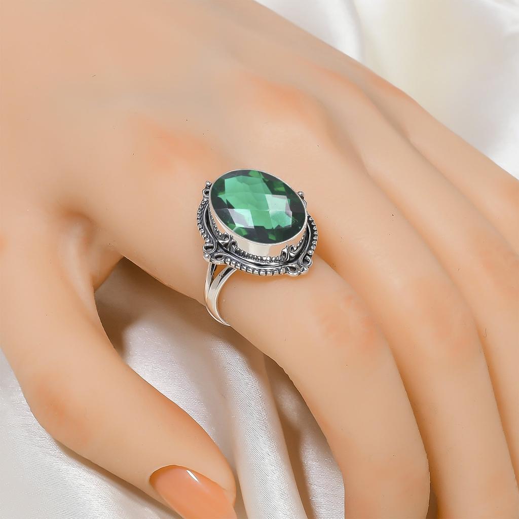 Chrome Diopside 925 Sterling Silver Ring V6441, Green Ring, Oval Ring, Valentin's Day Gift, Gift For Her, Birthday Gift, Handmade Jewelry, Silver Jewe