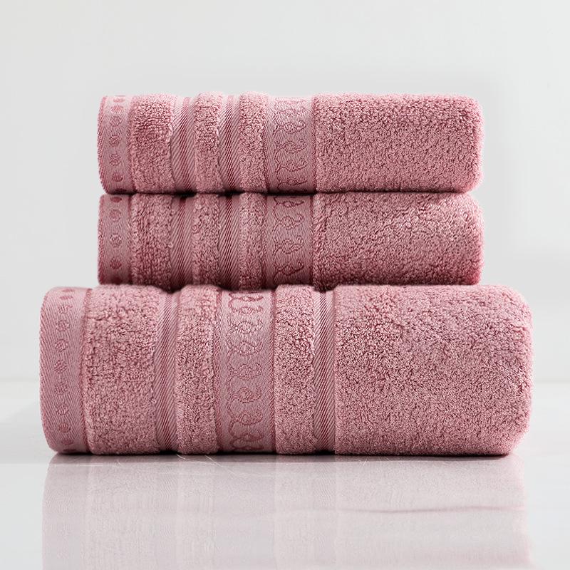 Thick Bamboo Fiber Jacquard Towel Set - Soft, Absorbent, Perfect for Baths, Beach, and Face Wash