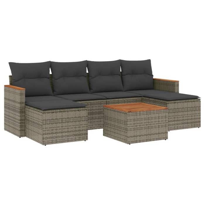 VidaXL Garden Lounge Set with Cushions 7 Pcs, Patio Sofas, Patio Furniture Set, Outdoor Furniture, Grey 3258630