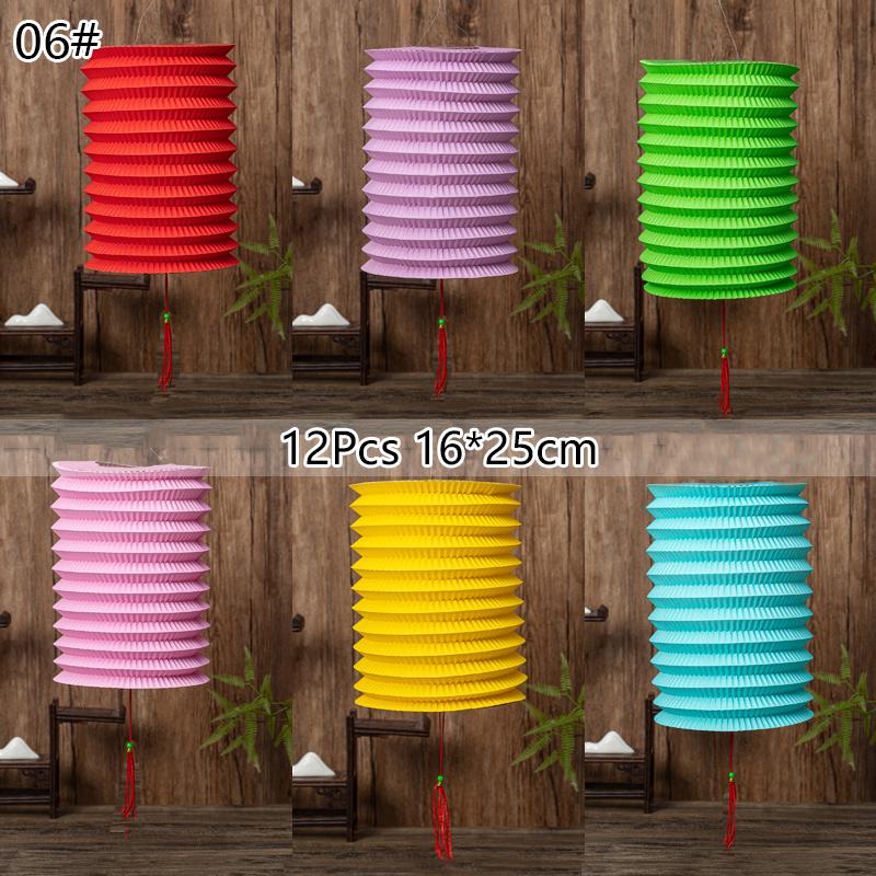 10/12Pcs Chinese Style Traditional Mid-Autumn Festival Hanging Paper Lantern Organ Design Spring Festival Decor New Year Lantern