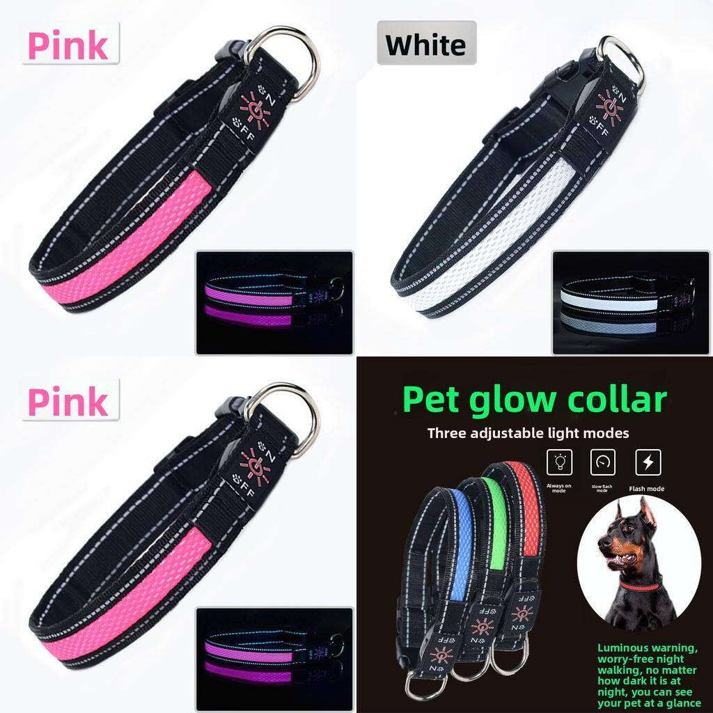 Collare a LED per Cani con Ricarica USB in Materiale di Nylon per la Sicurezza Notturna