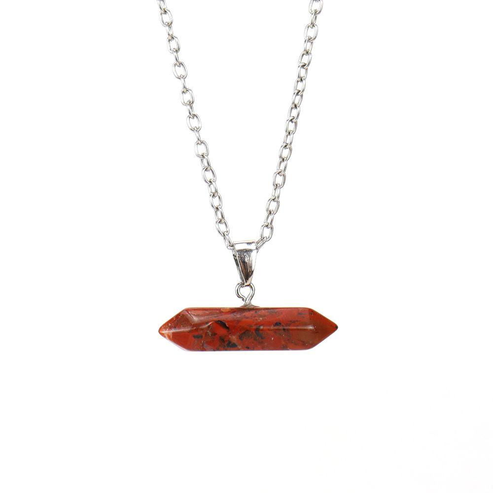 Creative Natural Stone Crystal Amethyst Agate Hexagonal Column Hexagonal Prism Six Pendant Necklace N668