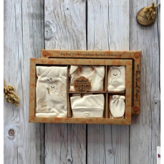 Daily Organic Baby 8 Piece Hospital Release Unisex Milky Coffee 100% Organic Cotton Printed 8 Piece