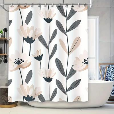 Bathroom Decor Shower Curtain Waterproof Fabric Printed Flowers Modern Simple Design