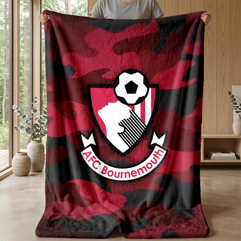 Bournemouth Football Print Flannel Blanket, Soft Warm Lightweight Throw Blanket for Sofa Bed Camping