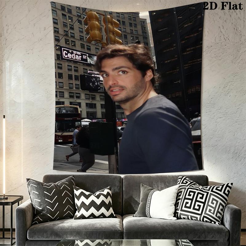 Carlos Sainz Wall Tapestry Aesthetic Wall Hanging Printed Fabric Blanket Decorative Tapestries for Bedroom Living Room Home Decor
