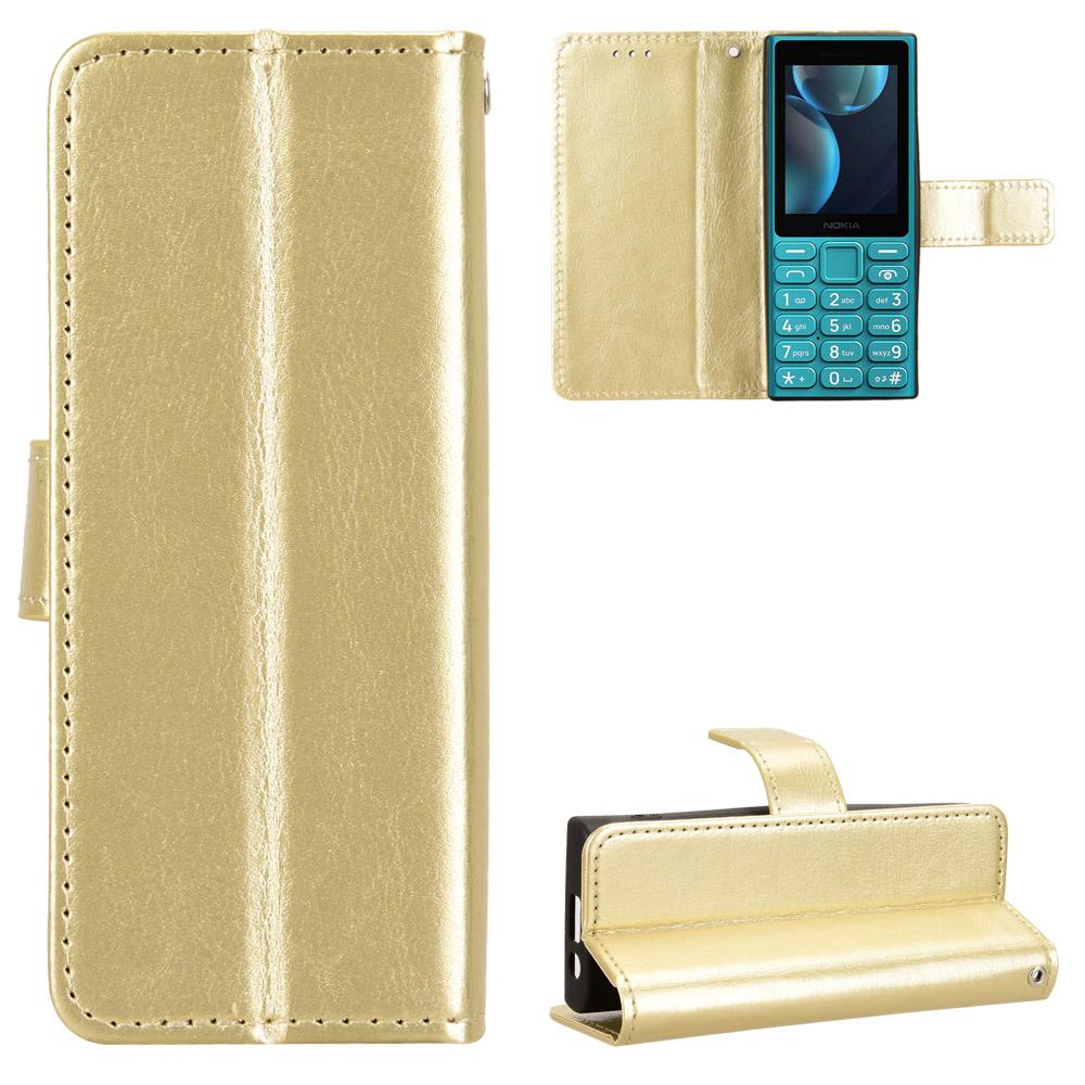

Для Nokia 108 4G (2024) Чохол з ПУ шкіри з ремінцем Текстура Crazy Horse Чохол-гаманець для телефону Gold
