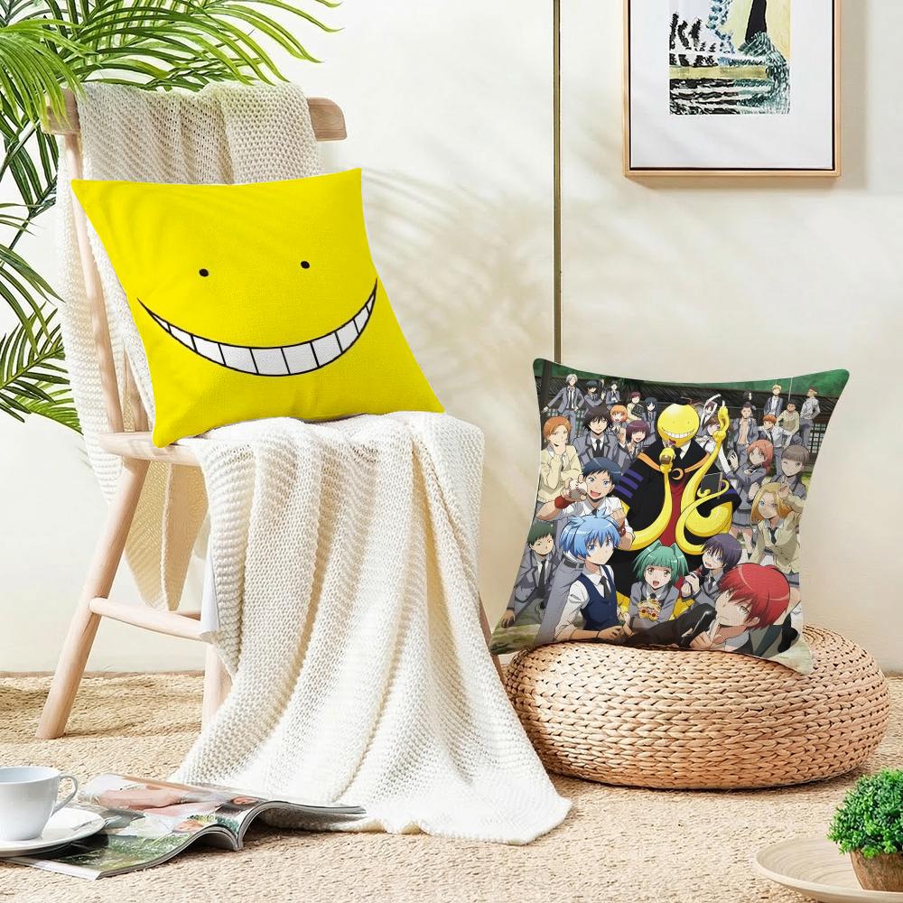 Fun AAssassination ClassroomS Cushion Cover Breathable and skinfriendly linen pillowcase square removable and washable cushion