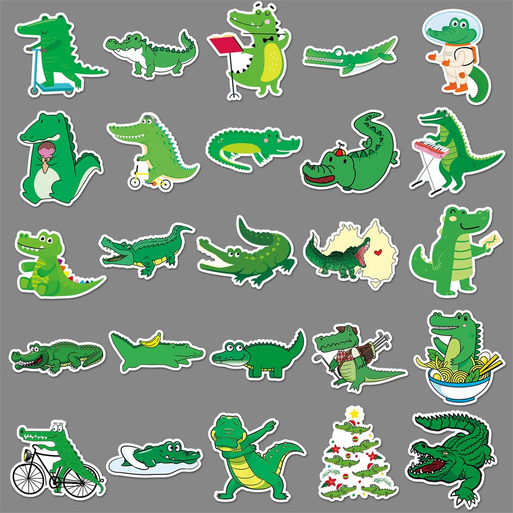 50 Pictures of Crocodile Doodle Personality Cartoon Animals Children DIY Mobile Phone Skateboard Suitcase Stickers Waterproof