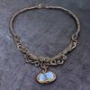 Natural Milky Opal Gemstone Handmade Copper Wire Wrap Jewelry Necklace 18" Z6t15