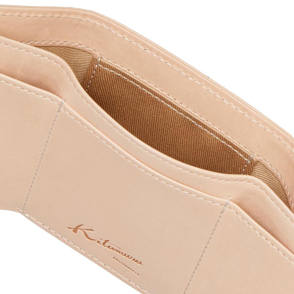 White Tanned Leather Long Wallet Trifold Wallet PH0755 Beige 50501 [Kitamura] (Billfold) Men's