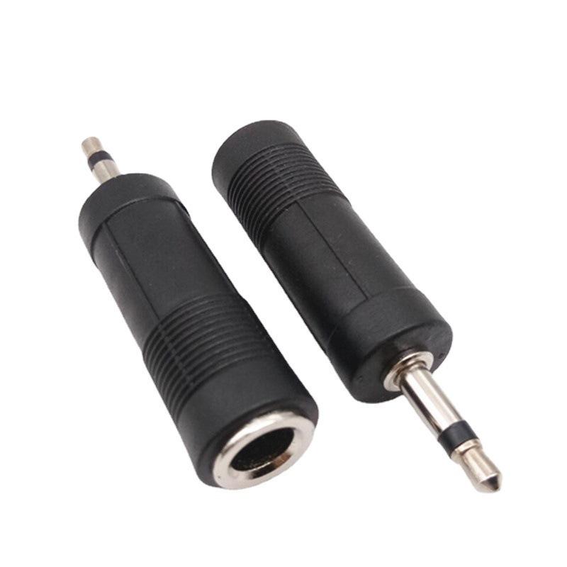 Mono Audio Adapter: 3.5mm Male to 6.5mm Female Converter, Plastic, Small to Large