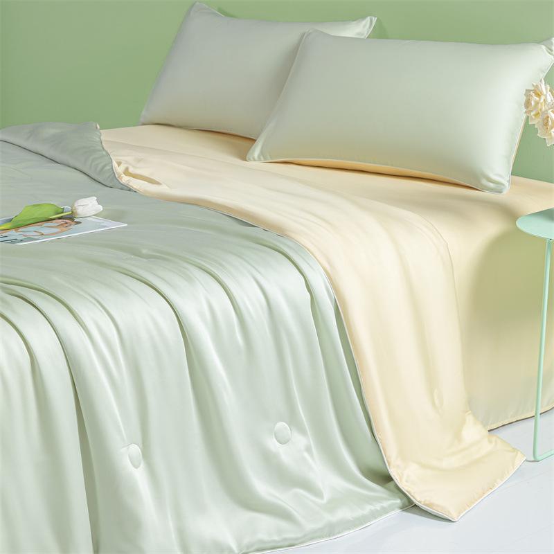 New washed ice silk embroidery double spell ice silk air conditioner quilt student dormitory machine washable summer cool quilt
