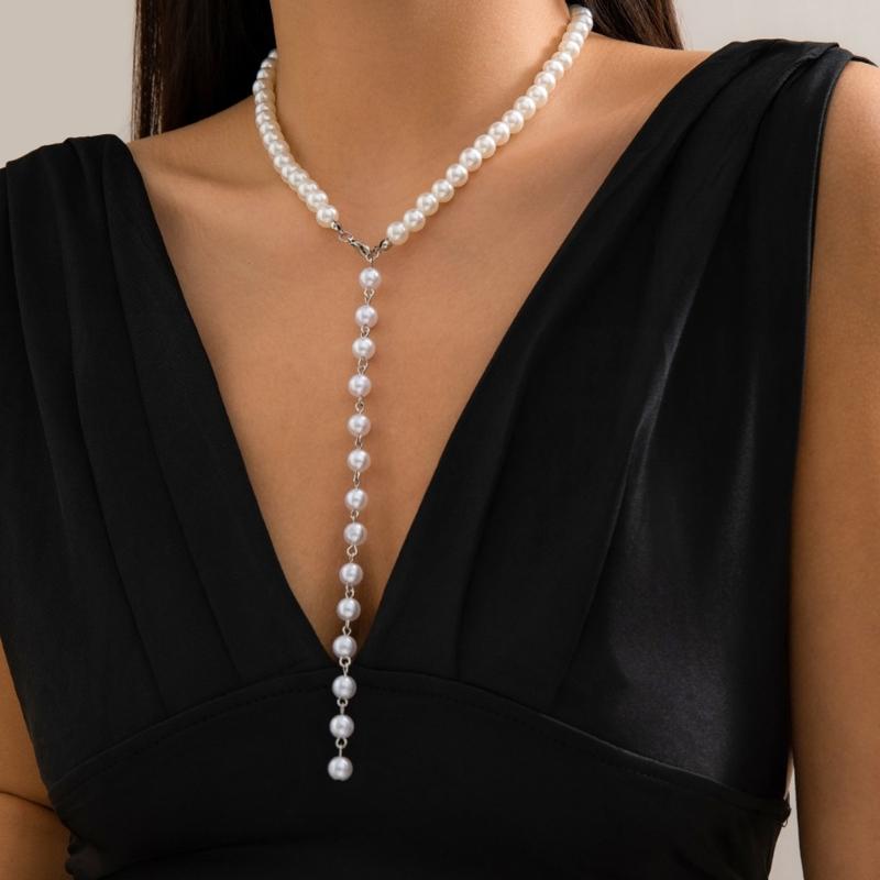 Long Statement Round Beaded Necklace Vintage Inspired Lightweight Tassels Neckchain Handmade Accessory