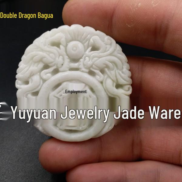 A-Grade Jade Pendant: Lantian Dragon & Phoenix Tai Bagua