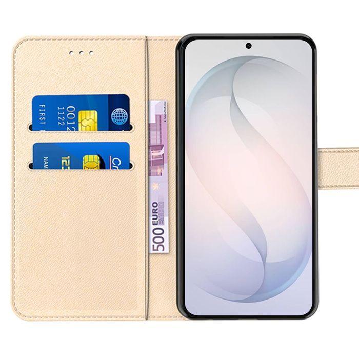 Coque pour Samsung Galaxy S26, Protection Intégrale Antichoc Anti-Rayures Cuir Synthétique - Doré