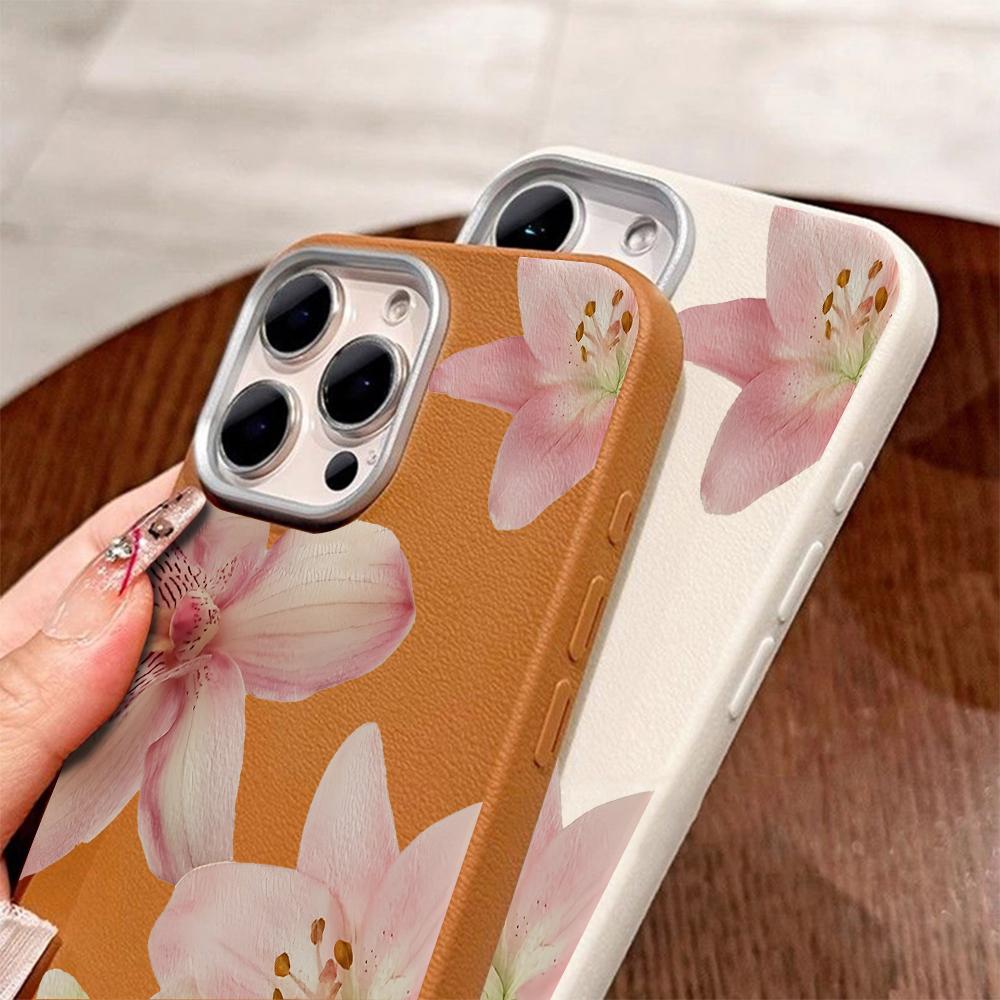 Elegant Pink Flower Pattern Phone Case For iPhone 17 16 15 14 Pro 13 12 11 Pro Max 17 Air 14 15 Plus Shockproof Soft Cover