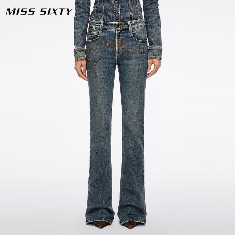 MISS SIXTY Women's Yang Mi Distressed Slim Flare Jeans, Winter 2025