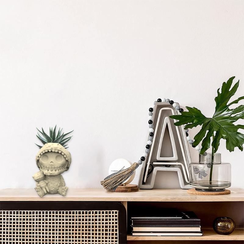 Halloween Skull Man Silicone  Mold Succulent Flowerpot Clay Cement Plaster Molds  Home Garden Flower s Mould