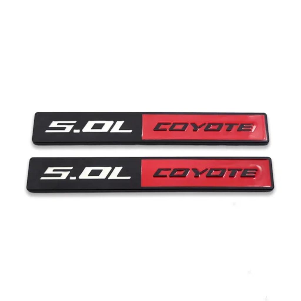 2x Metall 5.0L COYOTE Logo Emblem 5.0 Side Fender Badge 3D Turbo Aufkleber Autotür Aufkleber für M/ustang GT