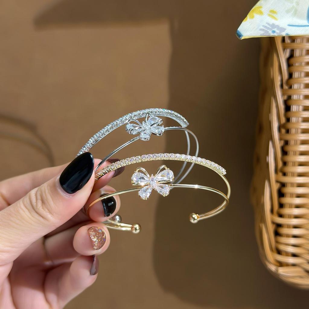 Elegantes zweilagiges Zirkon-Schleifenarmband - Vielseitiger, modischer und luxuriöser Handschmuck