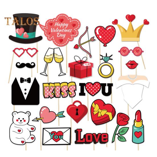 Ramă foto de Ziua Îndrăgostiților, ramă selfie pentru cabină foto de petrecere cu inimioare, sărutări, trandafiri, recuzită pentru ziua de naștere și aniversare