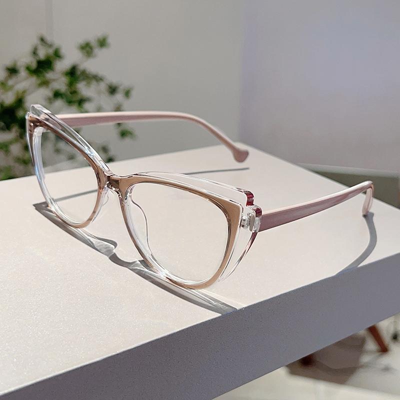 Patchwork Cat Eye Glasses Women's Ins Brand Design Eyewear with Blue Light Blocking New Trendy Stylish Casual Eyeglasses