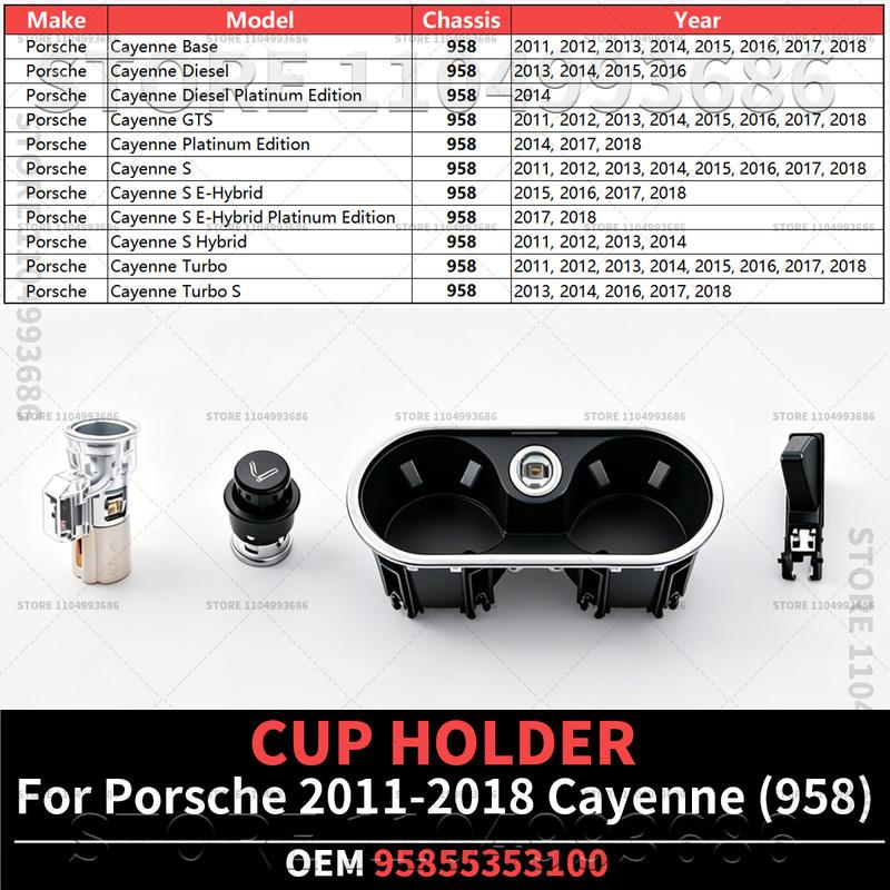Pro Porsche 2011-2018 Cayenne (958) Příslušenství pro přihrádku držáku nápojů ve středové konzole automobilu OEM 95855353100 958553531011E0