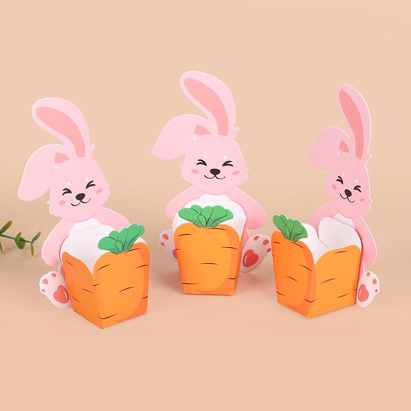20/50Pcs Cute Rabbit Carrot Paper Cookie Candy Box Gift Packing Boxes Easter Party Supplies Kids Birthday Baby Shower Decoration