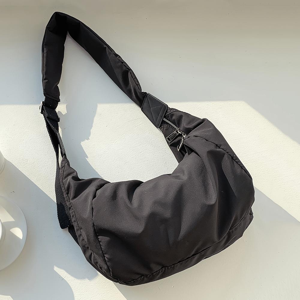 Chic Minimalist Crossbody Bag for Women Lightweight, Adjustable Strap, Solid Color Dumpling Shoulder Purse