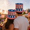 Amerikansk Flag Tophat, Onkel Kostumehat til 4. juli, Rød Hvid Blå Patriotisk Festdekoration til Voksne, Uafhængighedsdagen