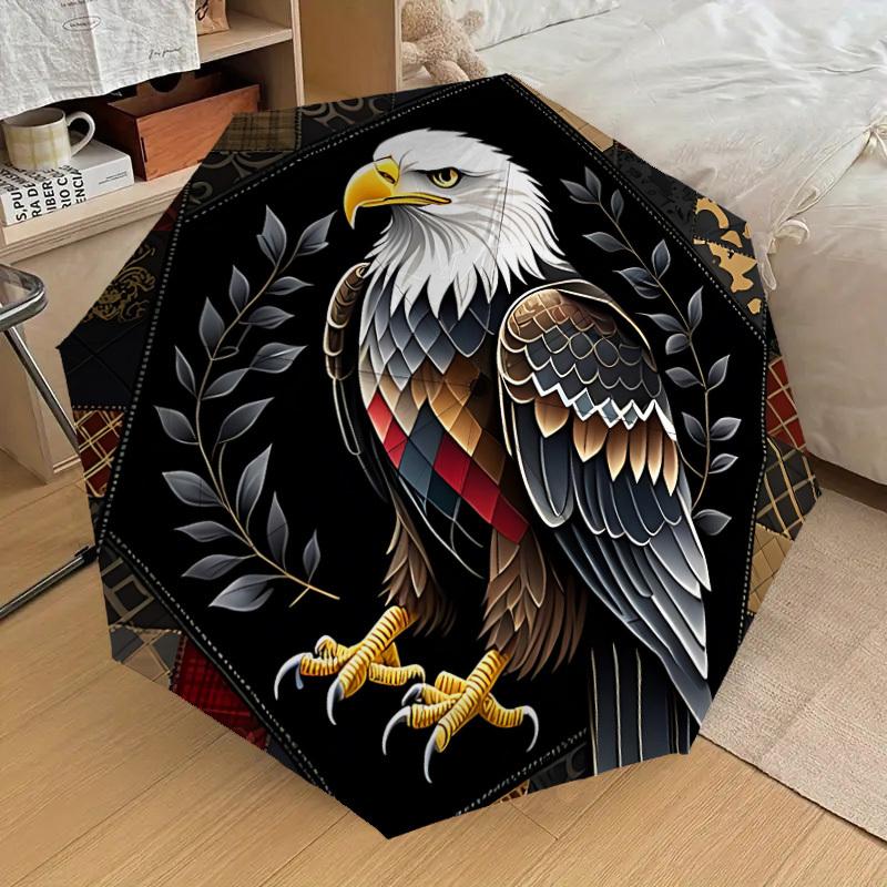 1PC Eagle Leaf Automatic Open/Close Umbrella with Windproof, 8-Rib Sturdy Canopy, Durable Ribs, Fashionable Design, Outdoor Accessory, Fun Prin, Holid