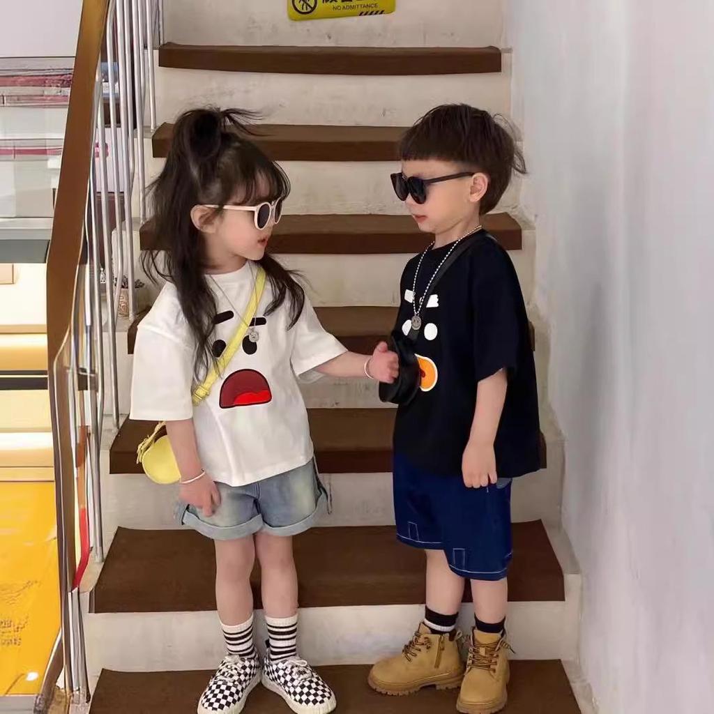 Kids' Pure Cotton Short Sleeve T-Shirt: Hong Kong Style, Trendy Summer Korean Design, Loose Fit