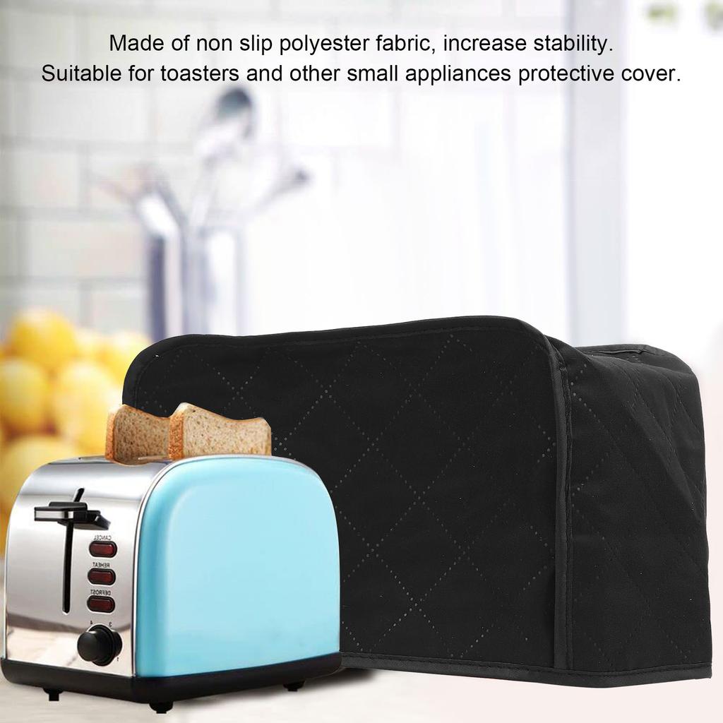Black Toaster Cover Antislip Effective Protection Polyester Fabric Quilted Small Appliance Dust Cover for Kitchen