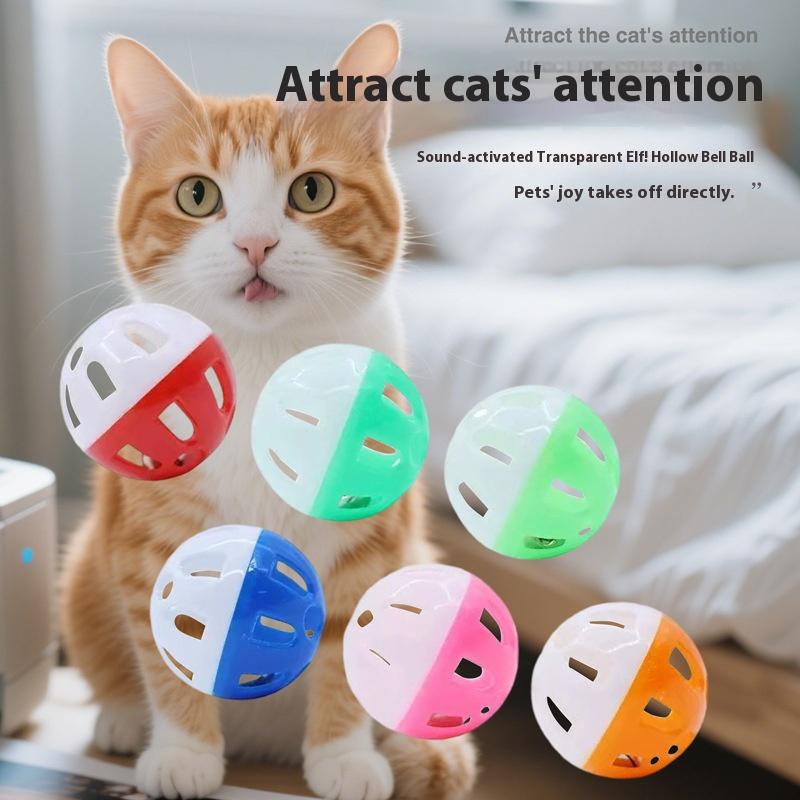 Hamster Chinchilla Cat Dog Plastic Round Hollow Two-Color Bell Toy Ball 4CM Cat ToyPack of 3 Balls