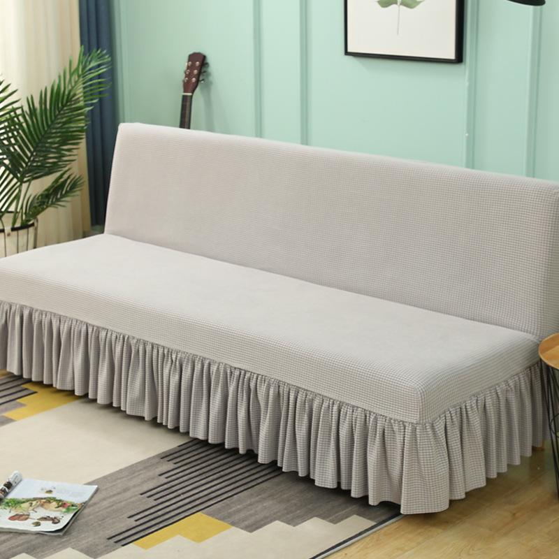 Folding Sofa Bed Cover Without Armrests, Solid Color Thickened Sofa Bed Cover, Simple Modern Sofa Cover All-Inclusive Skirt