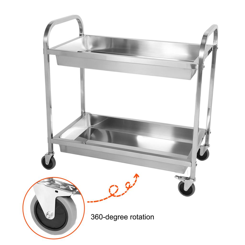 Metal Mobile Food Rolling Cart with Handle and Wheels Mobile Dining Car Trolley for Kitchen Restaurant Hospital Lab and Hotel