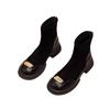 French Thick Heel Short Boots Women's 2025 New Autumn and Winter High-end Thin Bare Boots Small Thick-soled Thick Velvet Martin Boots